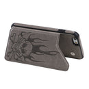 For iPhone 6s / 6 Skull Head Embossing Pattern Shockproof Protective Case with Holder & Card Slots & Wallet(Grey)