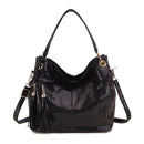 DSY1727 Large Capacity Serpentine Fringe Handbag(Black)