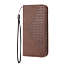 For Motorola Moto G52 4G / G82 5G / G71S Cubic Grid Calf Texture Magnetic Closure Leather Phone Case(Brown)