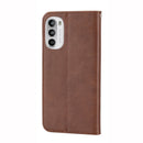 For Motorola Moto G52 4G / G82 5G / G71S Cubic Grid Calf Texture Magnetic Closure Leather Phone Case(Brown)