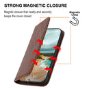 For Motorola Moto G52 4G / G82 5G / G71S Cubic Grid Calf Texture Magnetic Closure Leather Phone Case(Brown)