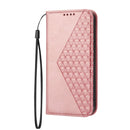 For Motorola Moto G52 4G / G82 5G / G71S Cubic Grid Calf Texture Magnetic Closure Leather Phone Case(Rose Gold)