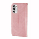 For Motorola Moto G52 4G / G82 5G / G71S Cubic Grid Calf Texture Magnetic Closure Leather Phone Case(Rose Gold)