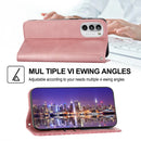 For Motorola Moto G52 4G / G82 5G / G71S Cubic Grid Calf Texture Magnetic Closure Leather Phone Case(Rose Gold)