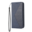For Motorola Moto G52 4G / G82 5G / G71S Cubic Grid Calf Texture Magnetic Closure Leather Phone Case(Blue)