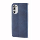 For Motorola Moto G52 4G / G82 5G / G71S Cubic Grid Calf Texture Magnetic Closure Leather Phone Case(Blue)