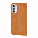 For Motorola Moto G52 4G / G82 5G / G71S Cubic Grid Calf Texture Magnetic Closure Leather Phone Case(Yellow)