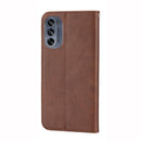 For Motorola Moto G62 Cubic Grid Calf Texture Magnetic Closure Leather Phone Case(Brown)