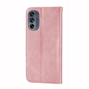 For Motorola Moto G62 Cubic Grid Calf Texture Magnetic Closure Leather Phone Case(Rose Gold)