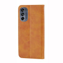 For Motorola Moto G62 Cubic Grid Calf Texture Magnetic Closure Leather Phone Case(Yellow)