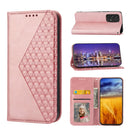 For Motorola Moto G42 Cubic Grid Calf Texture Magnetic Closure Leather Phone Case(Rose Gold)