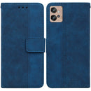 For Motorola Moto G32 Geometric Embossed Flip Leather Phone Case(Blue)