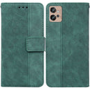 For Motorola Moto G32 Geometric Embossed Flip Leather Phone Case(Green)