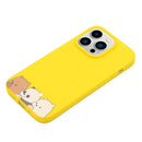 For iPhone 14 Pro Silicone Painted Phone Case with Lanyard(Bear Family)