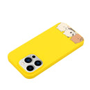 For iPhone 14 Pro Silicone Painted Phone Case with Lanyard(Bear Family)