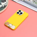For iPhone 14 Pro Silicone Painted Phone Case with Lanyard(Bear Family)