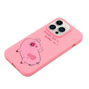 For iPhone 14 Pro Silicone Painted Phone Case with Lanyard(Little Pink Pig)