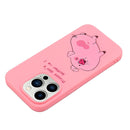 For iPhone 14 Pro Silicone Painted Phone Case with Lanyard(Little Pink Pig)