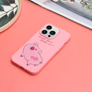 For iPhone 14 Pro Silicone Painted Phone Case with Lanyard(Little Pink Pig)