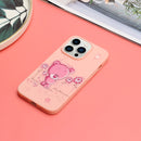 For iPhone 14 Pro Silicone Painted Phone Case with Lanyard(Flower Bear)