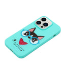 For iPhone 14 Pro Silicone Painted Phone Case with Lanyard(Eye Dog)