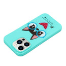 For iPhone 14 Pro Silicone Painted Phone Case with Lanyard(Eye Dog)