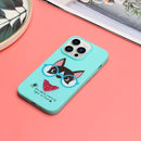 For iPhone 14 Pro Silicone Painted Phone Case with Lanyard(Eye Dog)
