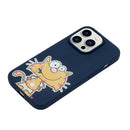 For iPhone 14 Pro Silicone Painted Phone Case with Lanyard(Big Face Cat)