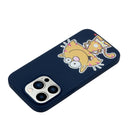 For iPhone 14 Pro Silicone Painted Phone Case with Lanyard(Big Face Cat)