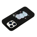 For iPhone 14 Pro Silicone Painted Phone Case with Lanyard(Hippo)