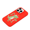 For iPhone 14 Pro Silicone Painted Phone Case with Lanyard(Dinosaur)
