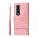 For Samsung Galaxy Z Fold4 BETOPNICE Dual-side Buckle Leather Phone Case(Pink)