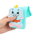 For iPhone 14 Plus Silicone Wallet Phone Case with Lanyard(Light Blue Elephants)
