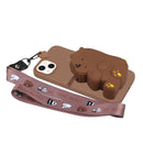 For iPhone 14 Plus Silicone Wallet Phone Case with Lanyard(Brown Bear)
