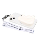 For iPhone 14 Plus Silicone Wallet Phone Case with Lanyard(Big White Bear)