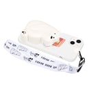 For iPhone 14 Plus Silicone Wallet Phone Case with Lanyard(Big White Bear)