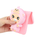 For iPhone 14 Pro Silicone Wallet Phone Case with Lanyard(Deep Pink Pig)