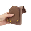 For iPhone 14 Pro Silicone Wallet Phone Case with Lanyard(Brown Bear)