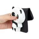 For iPhone 14 Pro Max Silicone Wallet Phone Case with Lanyard(Black Panda)