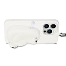 For iPhone 14 Pro Max Silicone Wallet Phone Case with Lanyard(Big White Bear)