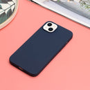 For iPhone 14 Solid Color Frosted Silicone Phone Case(Navy Blue)