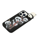 For iPhone 14 Pro Max Shockproof Cartoon TPU Phone Case(Three Pandas)