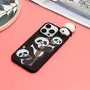 For iPhone 14 Pro Max Shockproof Cartoon TPU Phone Case(Three Pandas)