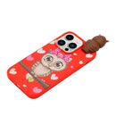 For iPhone 14 Pro Max Shockproof Cartoon TPU Phone Case(Red Owl)