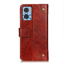 For Motorola Moto E22 4G/E22i Copper Buckle Nappa Texture Leather Phone Case(Brown)