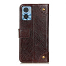 For Motorola Moto E22 4G/E22i Copper Buckle Nappa Texture Leather Phone Case(Coffee)