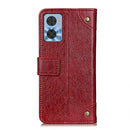 For Motorola Moto E22 4G/E22i Copper Buckle Nappa Texture Leather Phone Case(Wine Red)