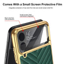 For Samsung Galaxy Z Flip4 GKK Integrated Plating Vegan Leather Phone Case with Ring(Purple)