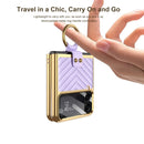 For Samsung Galaxy Z Flip4 GKK Integrated Plating Vegan Leather Phone Case with Ring(Blue)