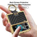 For Samsung Galaxy Z Flip4 GKK Integrated Plating Vegan Leather Phone Case with Ring(Dark Green)